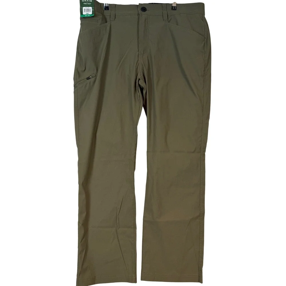 Orvis Trek Pant Men 38x30 Kalamata Green Water Repellent Stretch Hiking Gorpcore